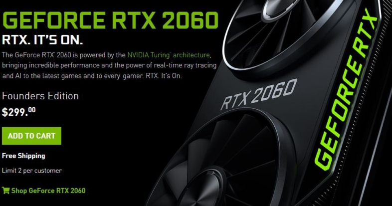 GeForce RTX 2060 Founders Editionが299ドルに