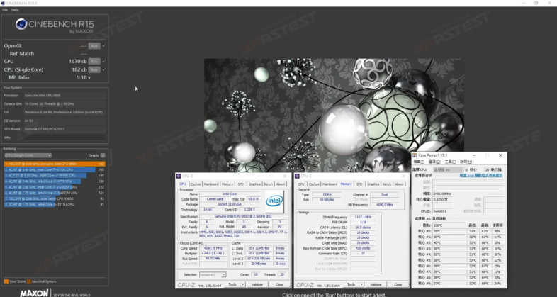 Core i9-10900 ES Cinebench R15リザルト