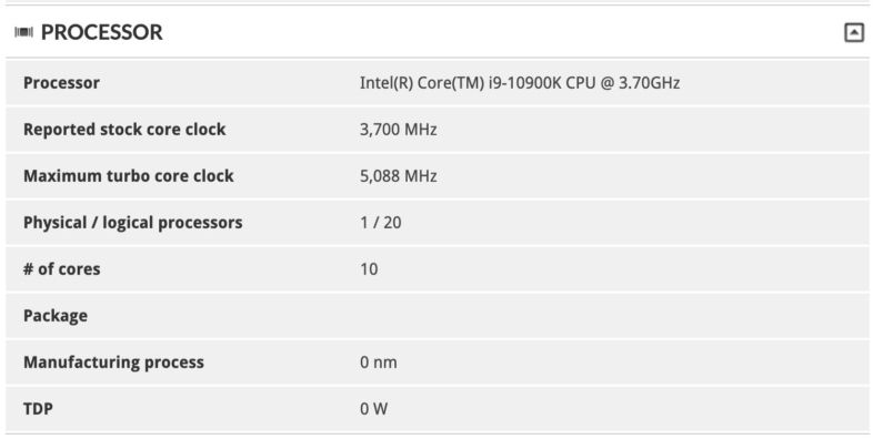 Intel Comet Lake-S Core i9-10900K