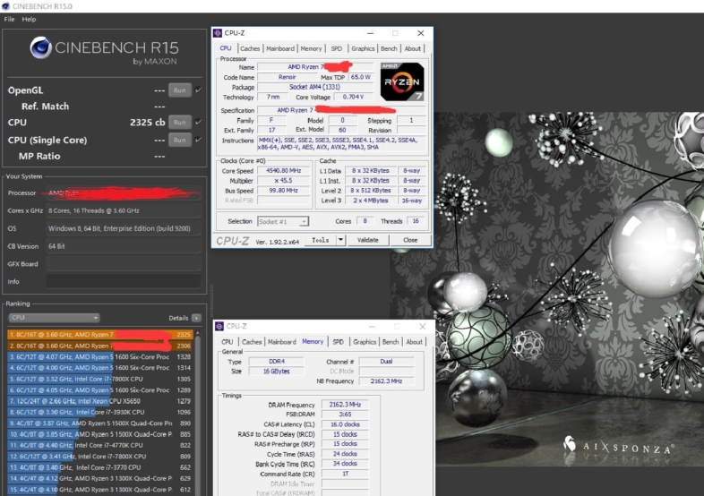 Ryzen 7 4700G 4.55GHz - Cinebench R15 Multi