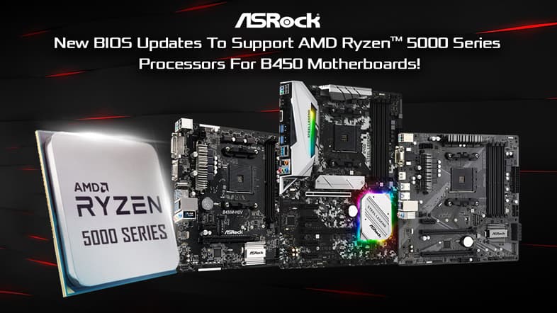 ASRock B450マザーボードでRyzen 5000シリーズをサポート