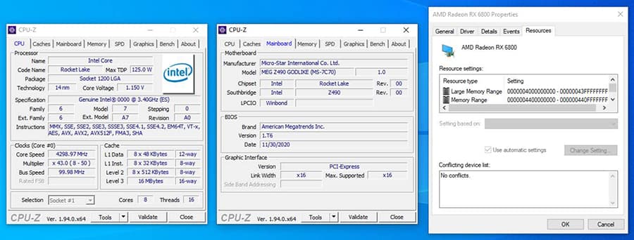 MEG Z490 GODLIKE with AMD Radeon RX 6800