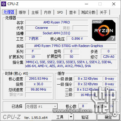 CPU-Z - Ryzen 7 PRO 5750G
