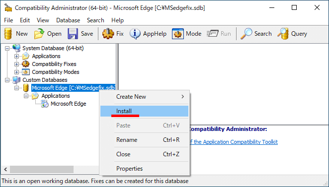 『Microsoft Edge』を右クリックして『Install』を選択すると完了