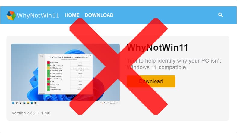 『WhyNotWin11』の偽公式サイト