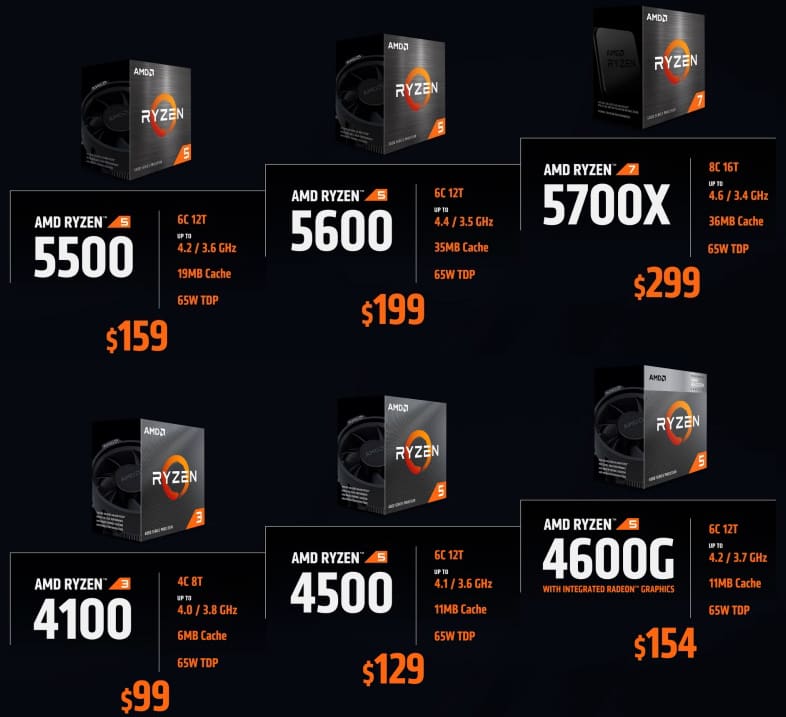 AMD、Ryzen 7 5700X等の国内での価格と発売日を発表。計5モデル 