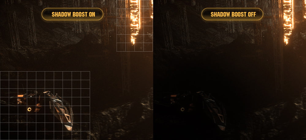 Shadow Boost - 左: オン / 右: オフ