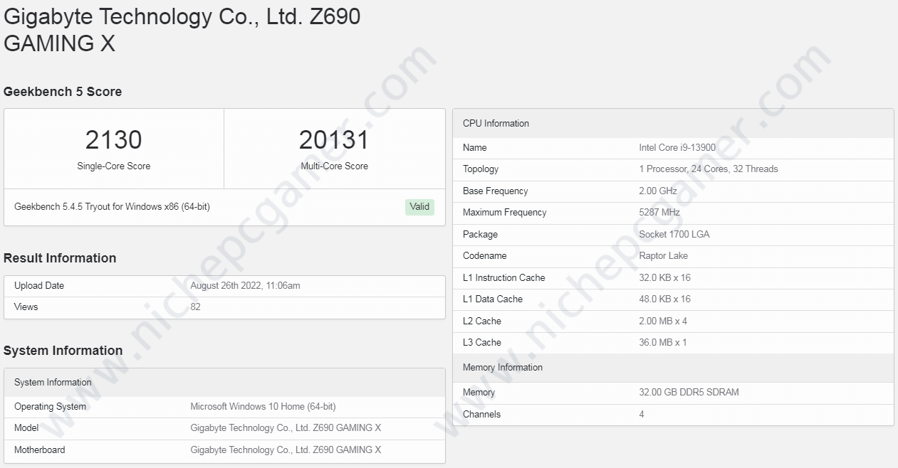 Core i9-13900 - シングル2130 マルチ20131