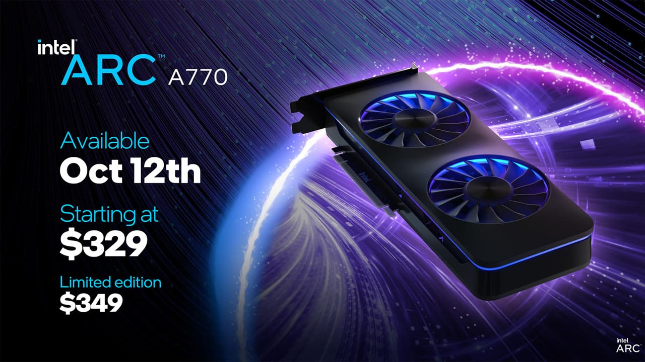 Intel Arc A770 2022年10月12日発売 329ドルから