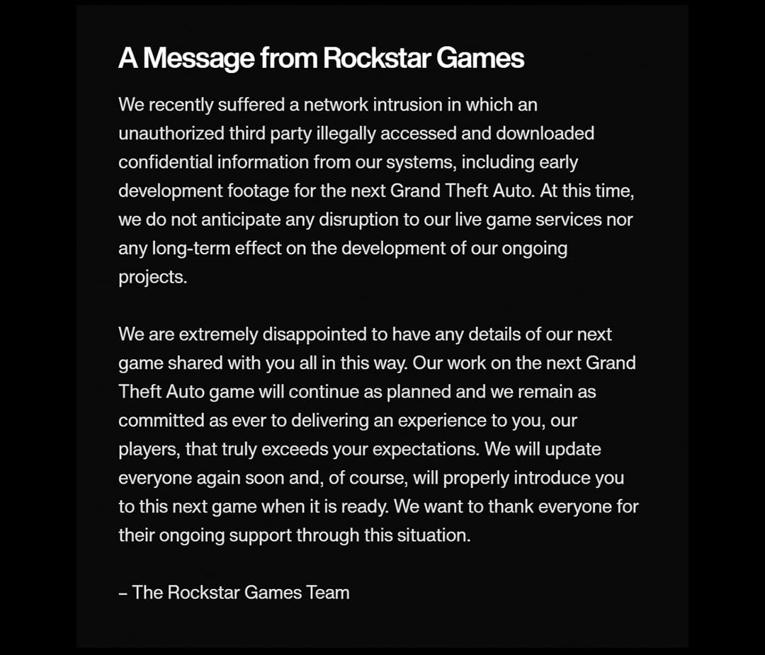 Rockstar Gamesの発表