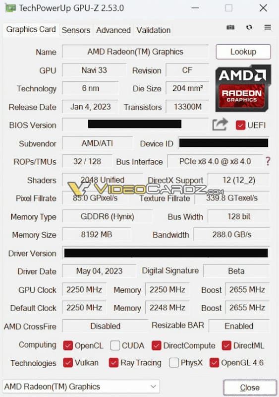 Radeon RX 7600 - GPU-Z