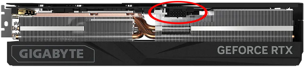 GeForce RTX 4090 WINDFORCE 24G (V1) - 補助電源コネクタは側面に