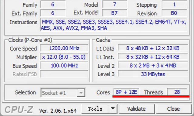 Core i7-14700K - CPU-Z