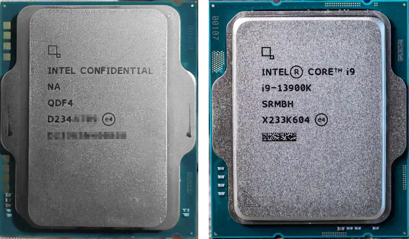 左: ES版Meteor Lake-S (NA QDF4) / 右: Core i9-13900K