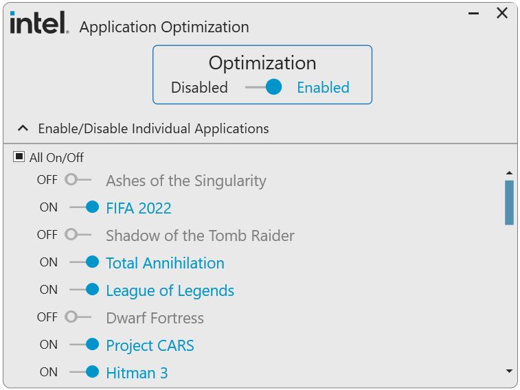 Improved IntelのUI applications