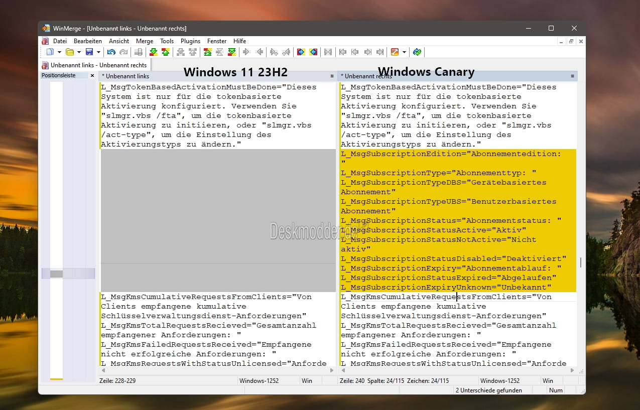 左: Windows11 23H2 / 右: Windows11 Canary