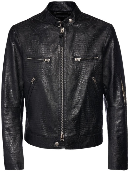 Tom Ford: Lizard embossed leather biker jacket