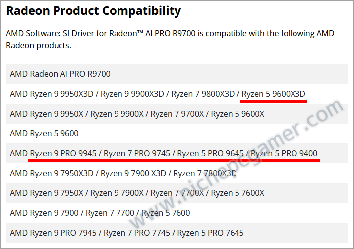 AMD Software: SI Driver サポートCPUリスト