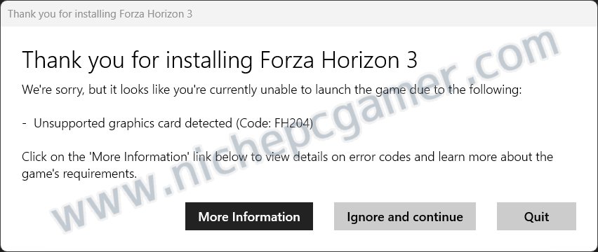 PCゲーム起動時にエラーが表示される