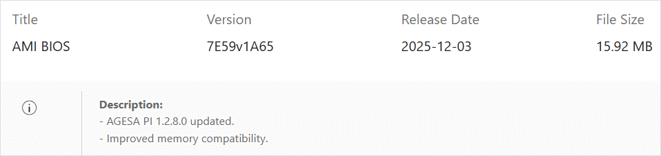 AGESA 1.2.8.0 バージョン7E49v1A75 BIOS