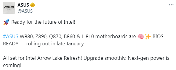 ASUSのArrow Lake Refreshに関する発表