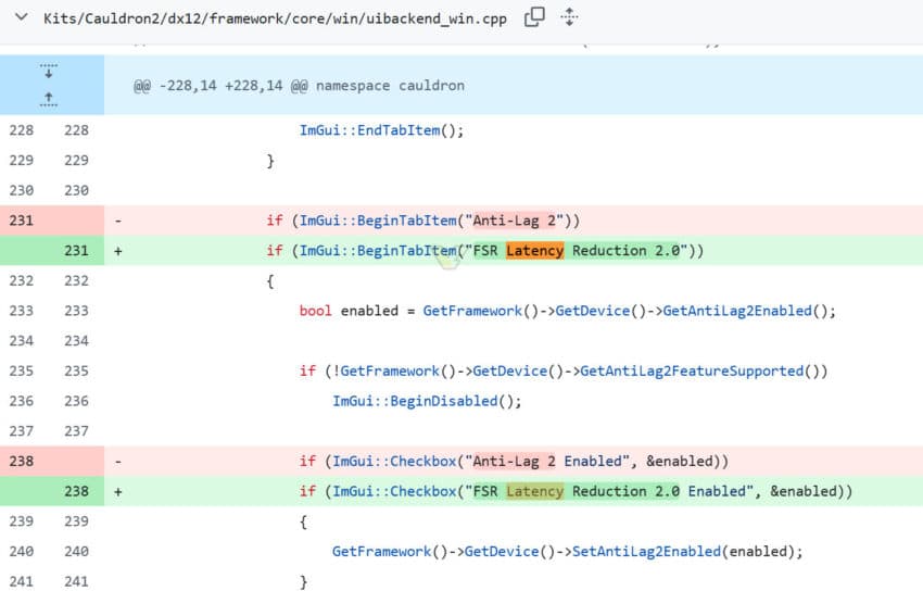 Anti-Lag 2がFSR Latency Reduction 2.0へと名称変更