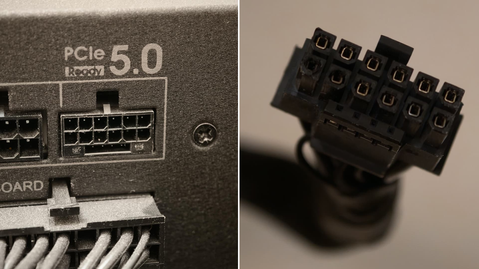 電源側コネクタとケーブル