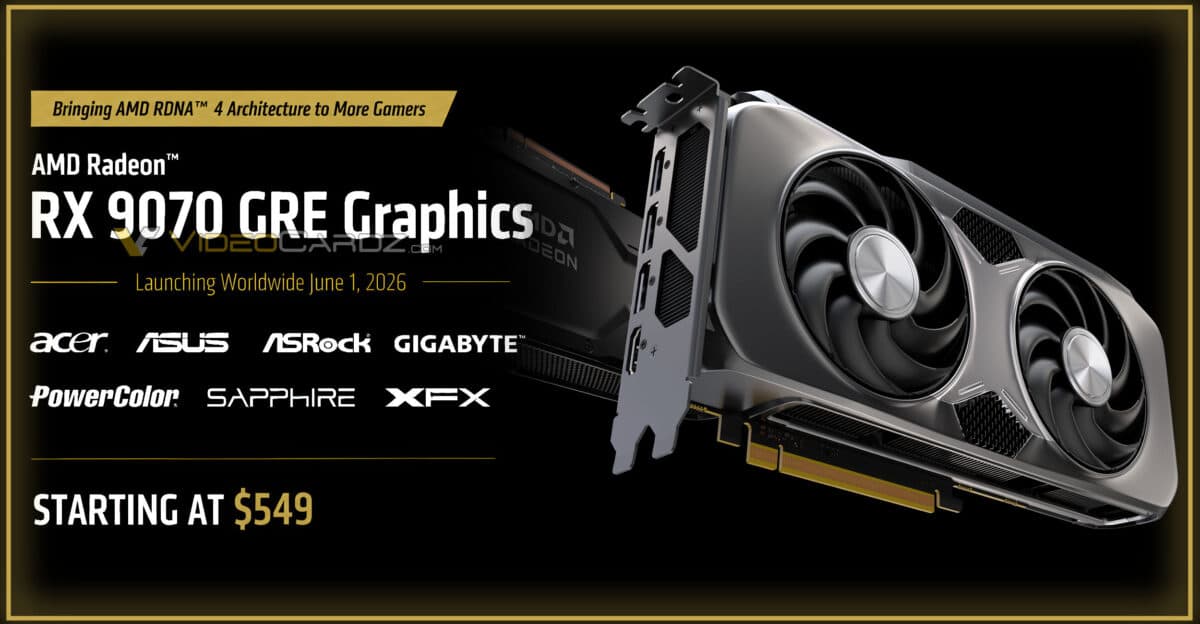 Radeon RX 9070 GRE: 2026年6月1日発売 $549から
