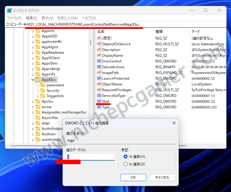 値のデータを2に設定