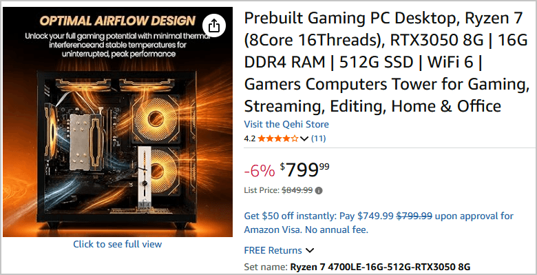 Ryzen 7 4700LE搭載PC: 799ドル