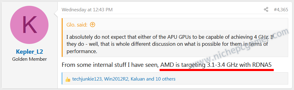 RDNA 5は3.1~3.4GHzを目標にしているという