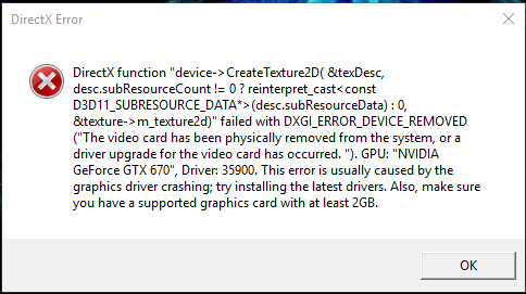 Directx error directx function